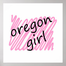 Oregon Girl with Scribbled Oregon Map Poster