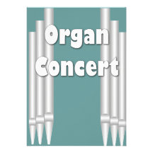 Organ concert invitation teal pipes