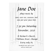 Organ concert invitation teal pipes