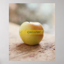 Organic sticker on apple posters