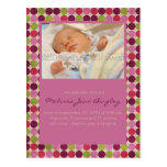 Orient Dots Pink • Baby Announcement Post Cards