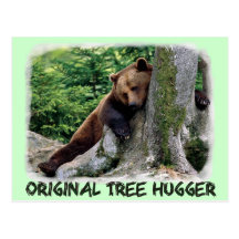 Original Tree Hugger Brown Bear Postcard
