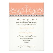 Ornamental coral white custom wedding invitation