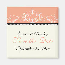 Ornamental coral white Save the Date magnet