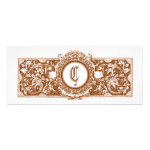 Ornate Brown "C" Monogram Wedding Invitations