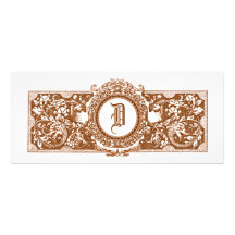 Ornate Brown "D" Monogram Wedding Invitations