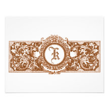 Ornate Brown "K" Monogram Wedding Reply Cards Personalized Invite