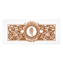 Ornate Brown "Q" Monogram Wedding Invitations