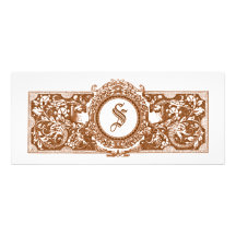 Ornate Brown "S" Monogram Wedding Invitations