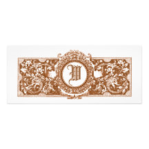 Ornate Brown "W" Monogram Wedding Invitations