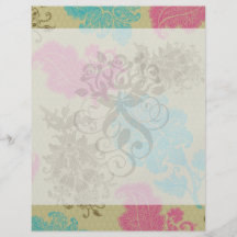 ornate damask lattice aqua pink tan custom flyer
