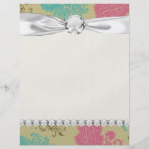 ornate damask lattice aqua pink tan flyer