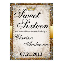 Ornate Fairytale Storybook Sweet Sixteen Invites Postcards