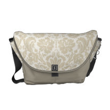 Ornate floral art nouveau pattern 2 beige messenger bag