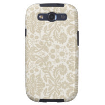 Ornate floral art nouveau pattern beige samsung galaxy SIII case