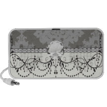 ornate grey diamond damask design pattern iPhone speakers