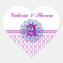 Ornate Monogram Letter A Purple Sticker