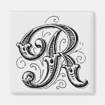 Ornate Monogram 'R' - Magnet