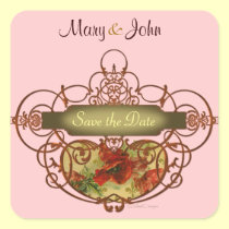 Ornate Poppy Scroll Save the Date Stickers stickers