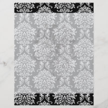ornate white and black damask classic personalized flyer