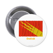 Østfold waving flag with name pinback buttons