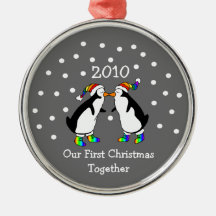 Our First Christmas Together 2010 (GLBT Penguins) Ornament