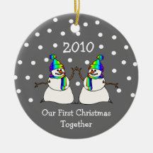 Our First Christmas Together 2010 (GLBT Snowmen) Christmas Ornaments