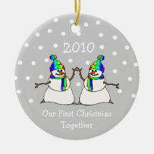 Our First Christmas Together 2010 (GLBT Snowmen) Christmas Tree Ornaments