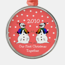 Our First Christmas Together 2010 (GLBT Snowwomen) Christmas Ornaments