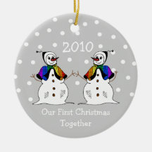 Our First Christmas Together 2010 (GLBT Snowwomen) Ornament