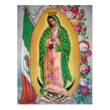 Our Lady of Guadalupe with Mexican Flag Postcard