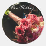 Our Wedding Sticker With Pink Flowers