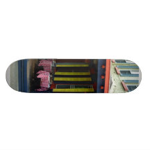 Outdoor Cafe With Chequered Tablecloths Skate Deck