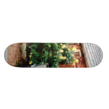 Outdoor Cafe With Hydrangea Skateboard Decks