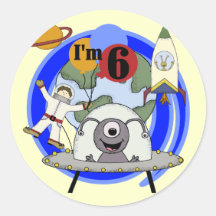 Outer Space 6th Birthday  Tshirts and Gifts Sticker