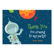 Outer Space Astronaut Birthday Thank You Card