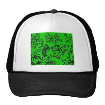 Outstanding green floral design trucker hats