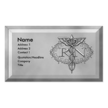 Oval Silver RN Nurse Business Cards