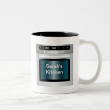 Oven graphic with personalised text mug