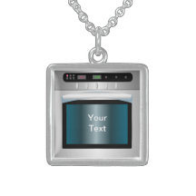 Oven graphic with personalised text necklaces