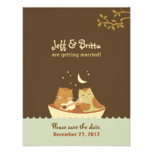 Owl and Pussycat Wedding Save the Date Personalised Announcements