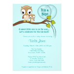 Owl Baby Shower Invitations Boy Mummy BLUE