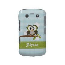 Owl BlackBerry Bold Case Mate Cover Blue
