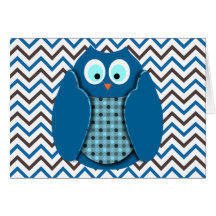 Owl - Blue with Polka Dots Card