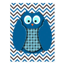 Owl - Blue with Polka Dots Postcards