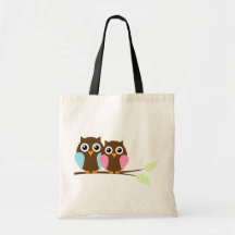 Owl couple on a branch bags