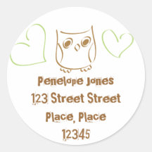 Owl Doodle Round Stickers