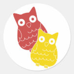Owl Fellows one of Red one of Yellow Sticker