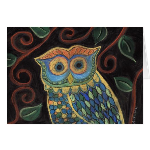 Owl in Bloom-Greeting Card