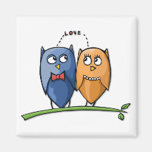 Owl Love Square Magnet